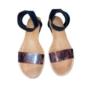 DV Dolce Vita Vivian Ankle Strap Cork Wedge Sandals Tortoiseshell Size 8.5 Chic